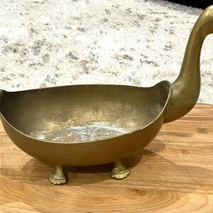 Brass Swan Bowl with Footed Base